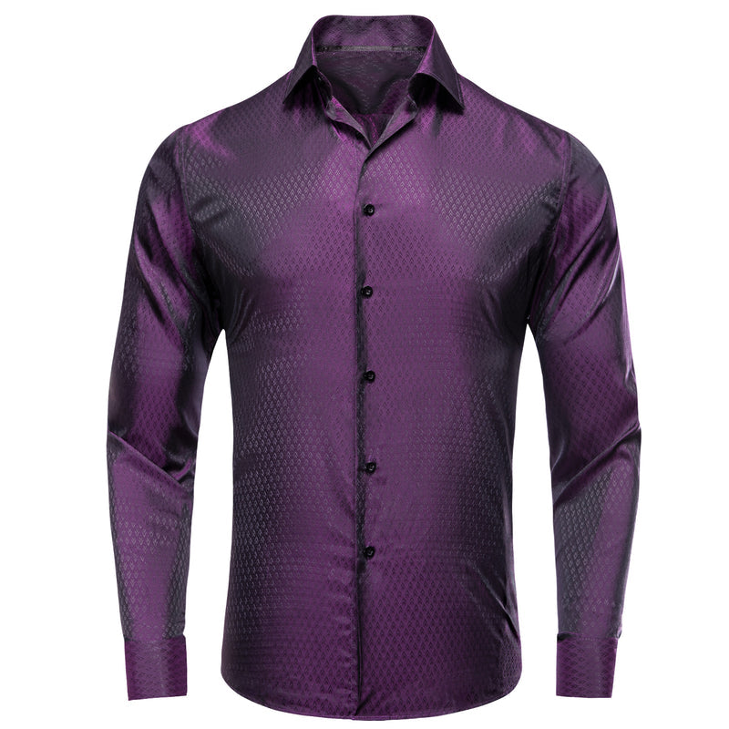 Purple Black Novelty Silk Dress Shirt shirt S - Sophisticated Gentlemen