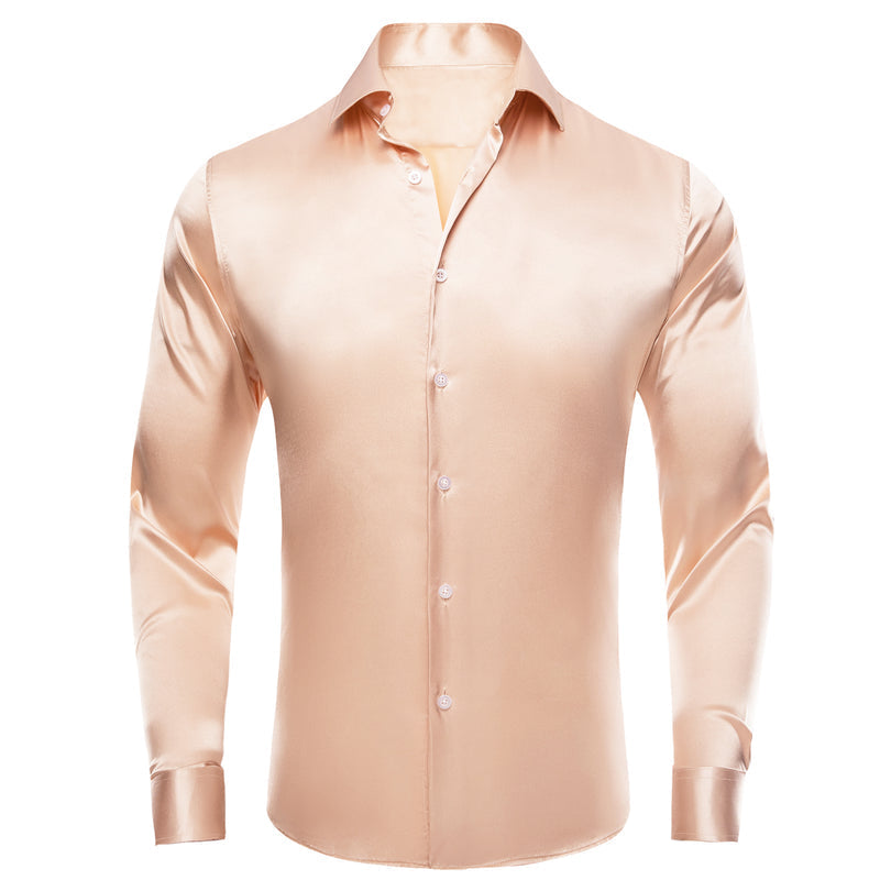Mist Orange Solid Satin Silk Dress Shirt shirt S - Sophisticated Gentlemen