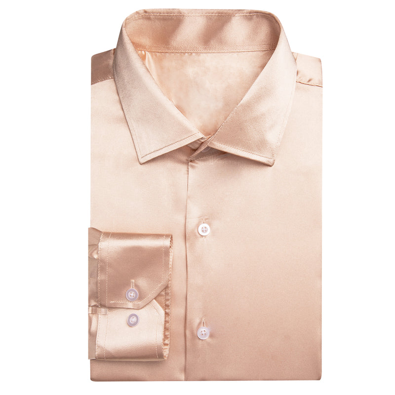 Mist Orange Solid Satin Silk Dress Shirt shirt - Sophisticated Gentlemen