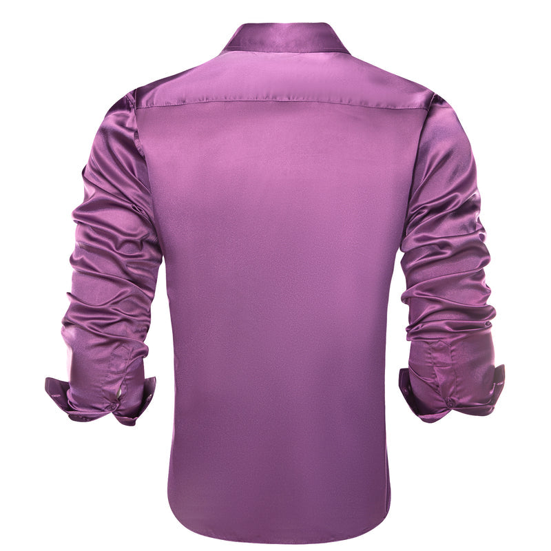 Violet Purple Solid Satin Silk Dress Shirt shirt - Sophisticated Gentlemen