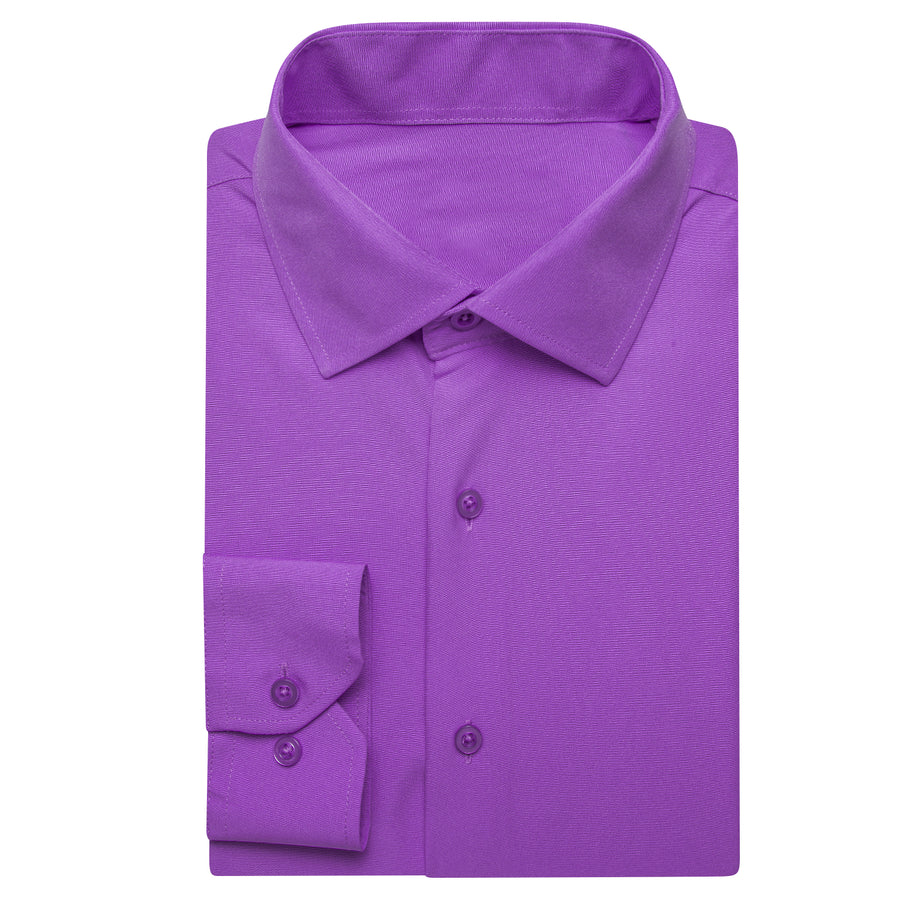 Purple Solid Four-Way Stretch Fabric Dress Shirt shirt - Sophisticated Gentlemen