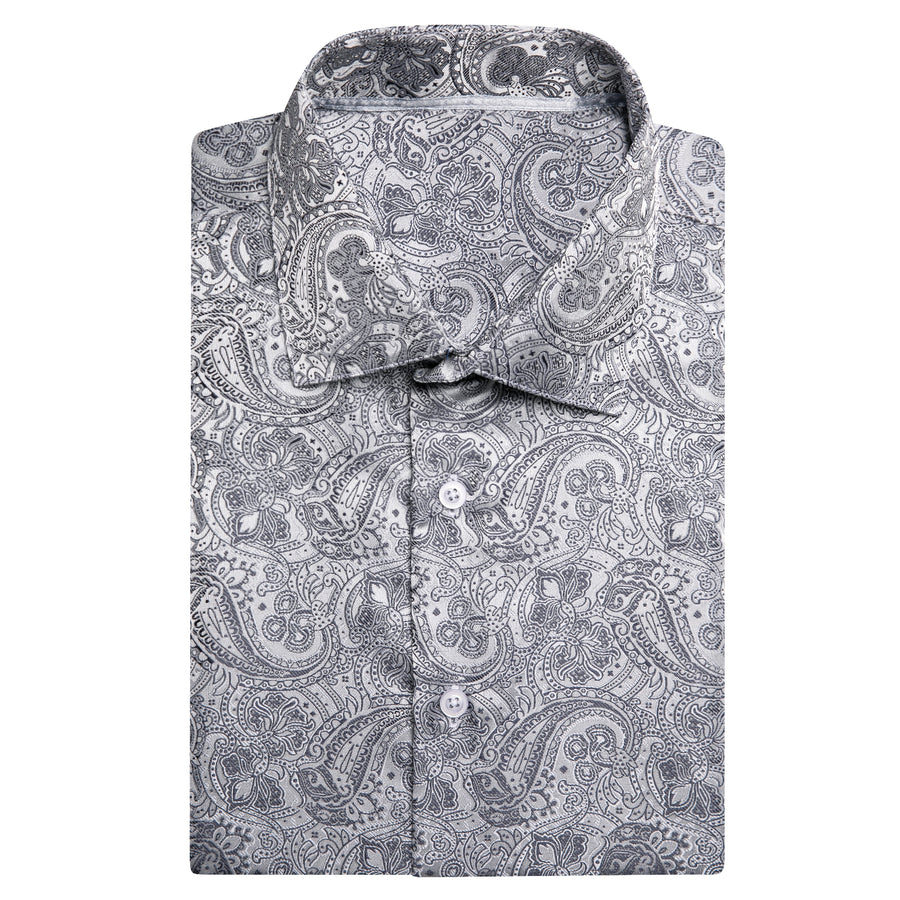 Gray Paisley Silk Dress Shirt shirt - Sophisticated Gentlemen