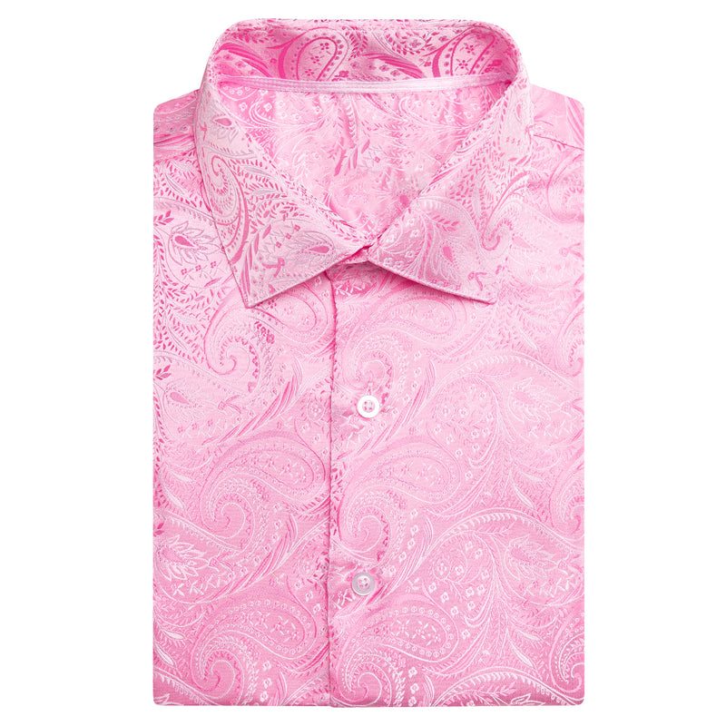 Baby Pink Paisley Silk Dress Shirt shirt - Sophisticated Gentlemen