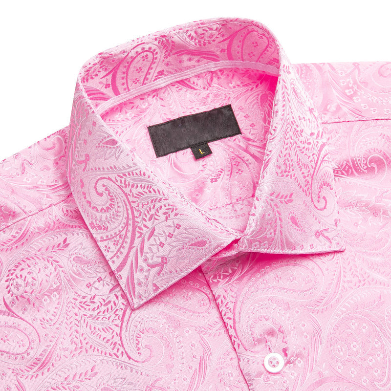 Baby Pink Paisley Silk Dress Shirt shirt - Sophisticated Gentlemen