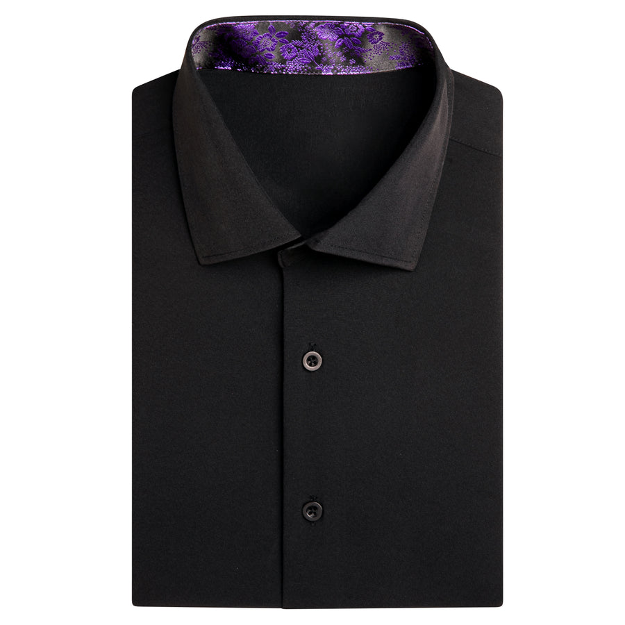 Black With Purple Paisley Silk Dress Shirt shirt - Sophisticated Gentlemen