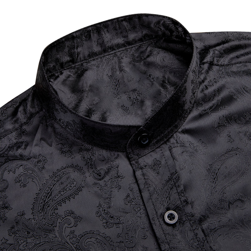 Black Paisley Silk Men's Dress Shirt shirt - Sophisticated Gentlemen