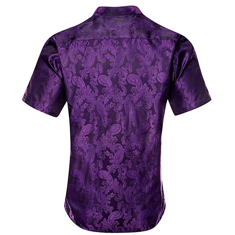 Dark Purple Paisley Silk Men's Dress Shirt shirt - Sophisticated Gentlemen