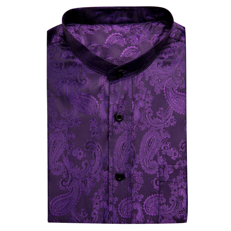 Dark Purple Paisley Silk Men's Dress Shirt shirt - Sophisticated Gentlemen