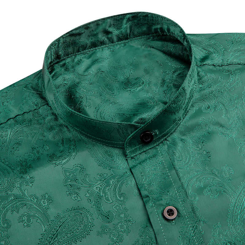 Dark Green Paisley Silk Men's Dress Shirt shirt - Sophisticated Gentlemen