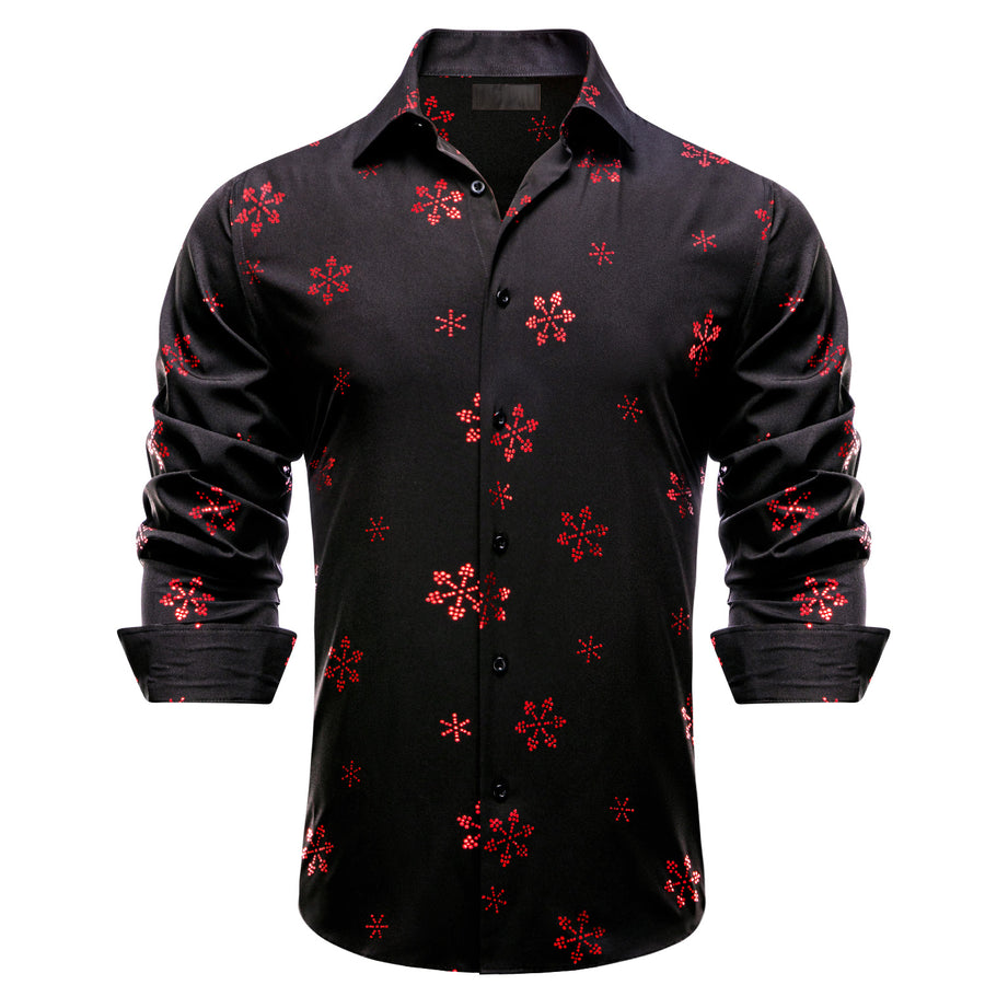 Black Christmas Red Snow Novelty Dress Shirt shirt S - Sophisticated Gentlemen