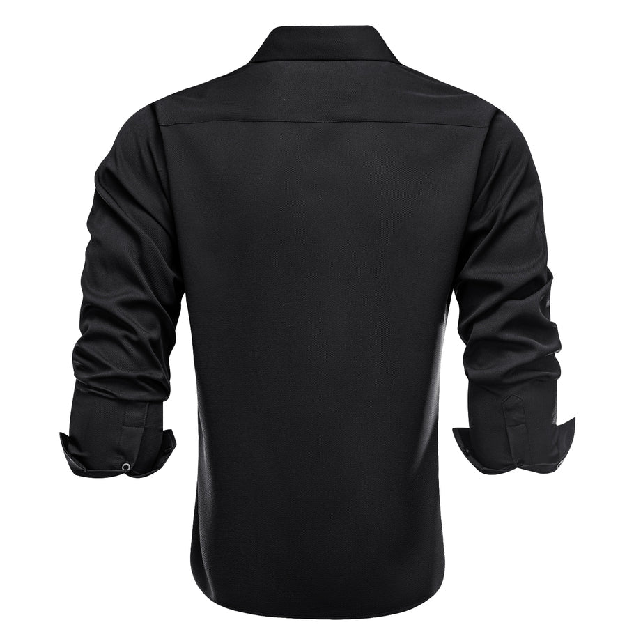 Black Solid Stretch Woven Dress Shirt shirt - Sophisticated Gentlemen