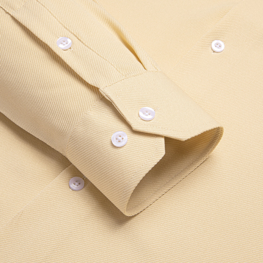 Beige Solid Stretch Woven Dress Shirt shirt - Sophisticated Gentlemen
