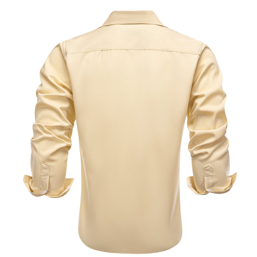 Beige Solid Stretch Woven Dress Shirt shirt - Sophisticated Gentlemen