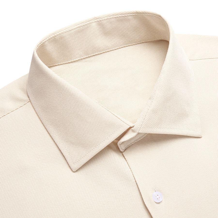 Ivory Solid Stretch Woven Dress Shirt shirt - Sophisticated Gentlemen