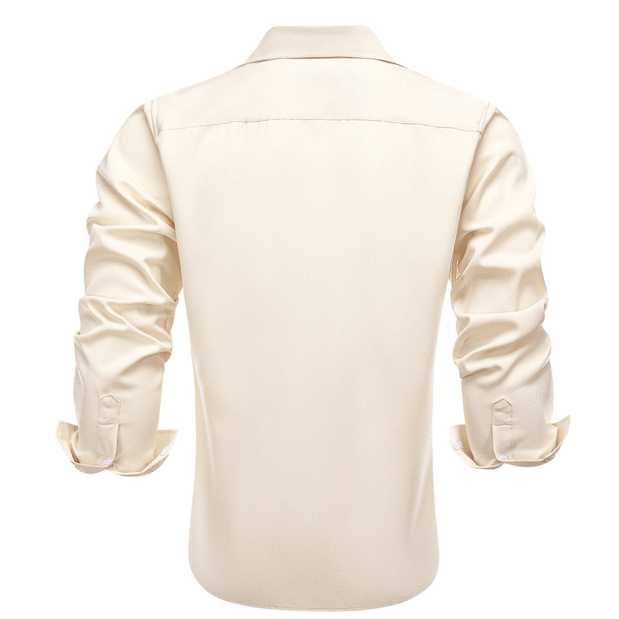 Ivory Solid Stretch Woven Dress Shirt shirt - Sophisticated Gentlemen
