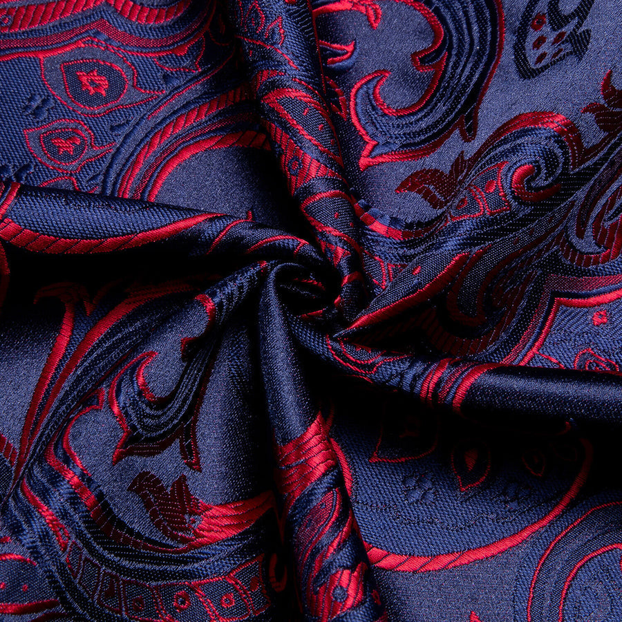 Navy Blue Red Jacquard Paisley Dress Shirt shirt - Sophisticated Gentlemen