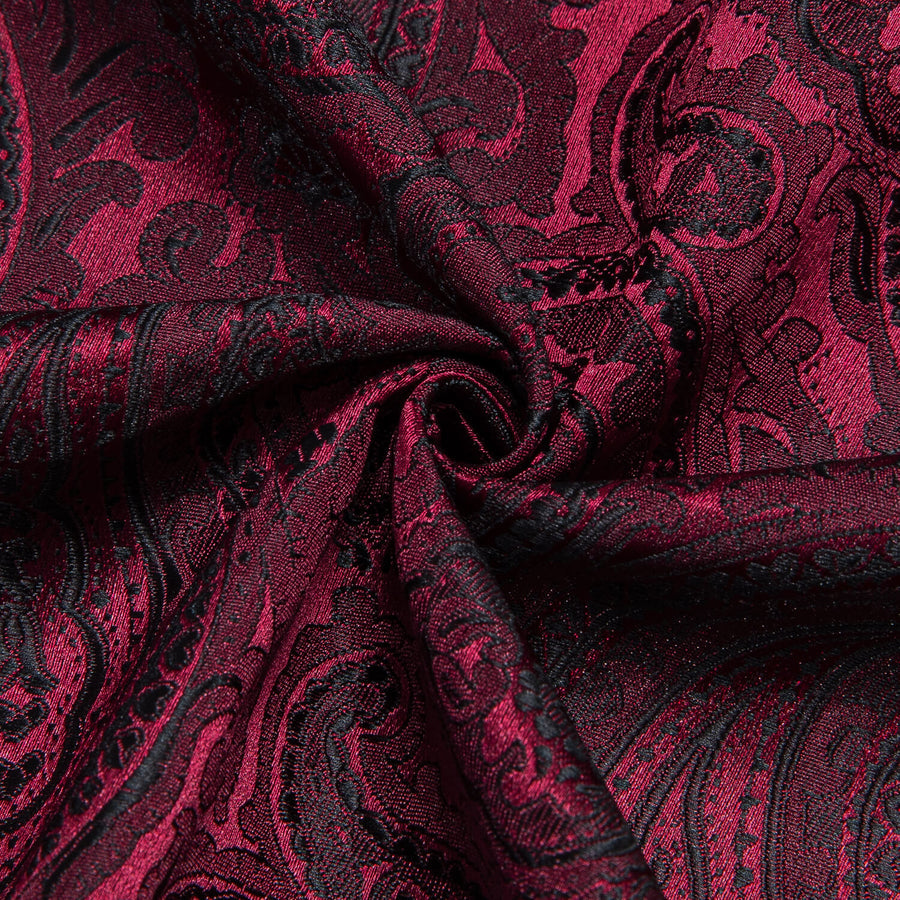 Dark Red Jacquard Paisley Silk Dress Shirt shirt - Sophisticated Gentlemen