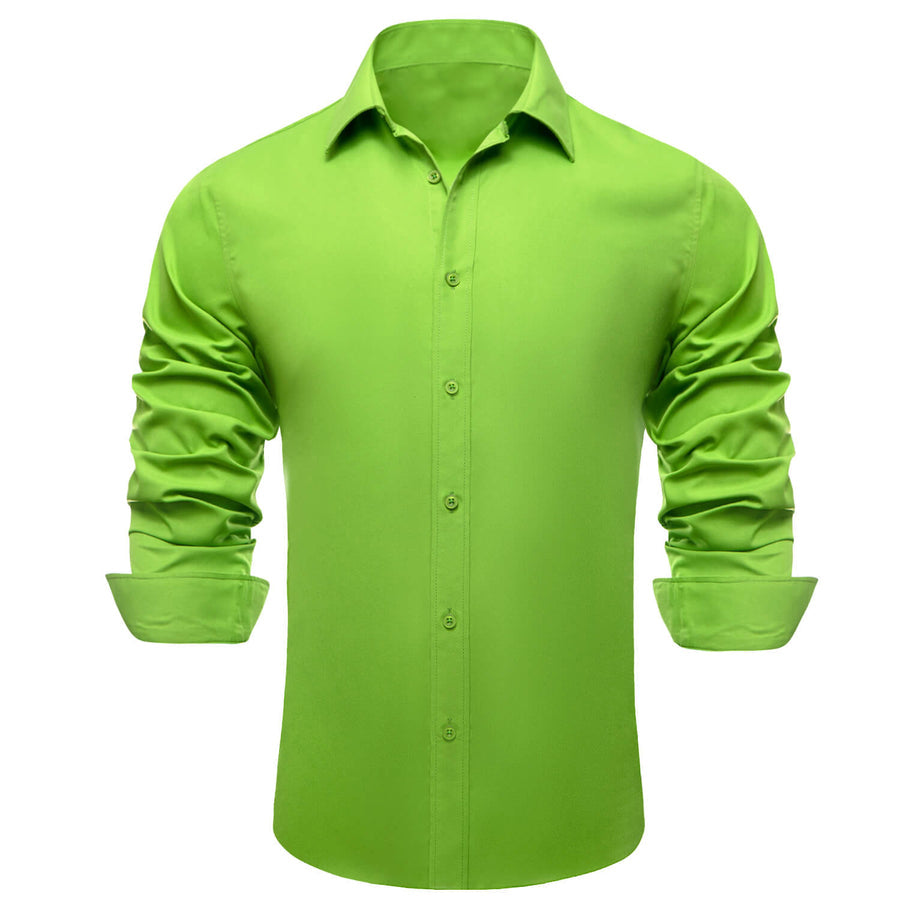 Lime Green Solid Silk Dress Shirt shirt - Sophisticated Gentlemen