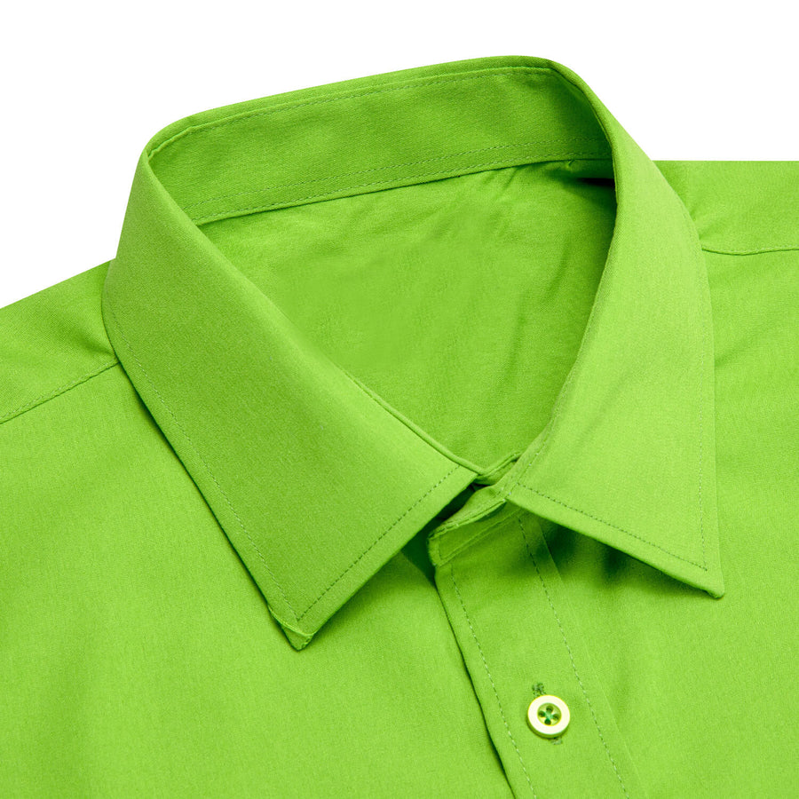 Lime Green Solid Silk Dress Shirt shirt - Sophisticated Gentlemen