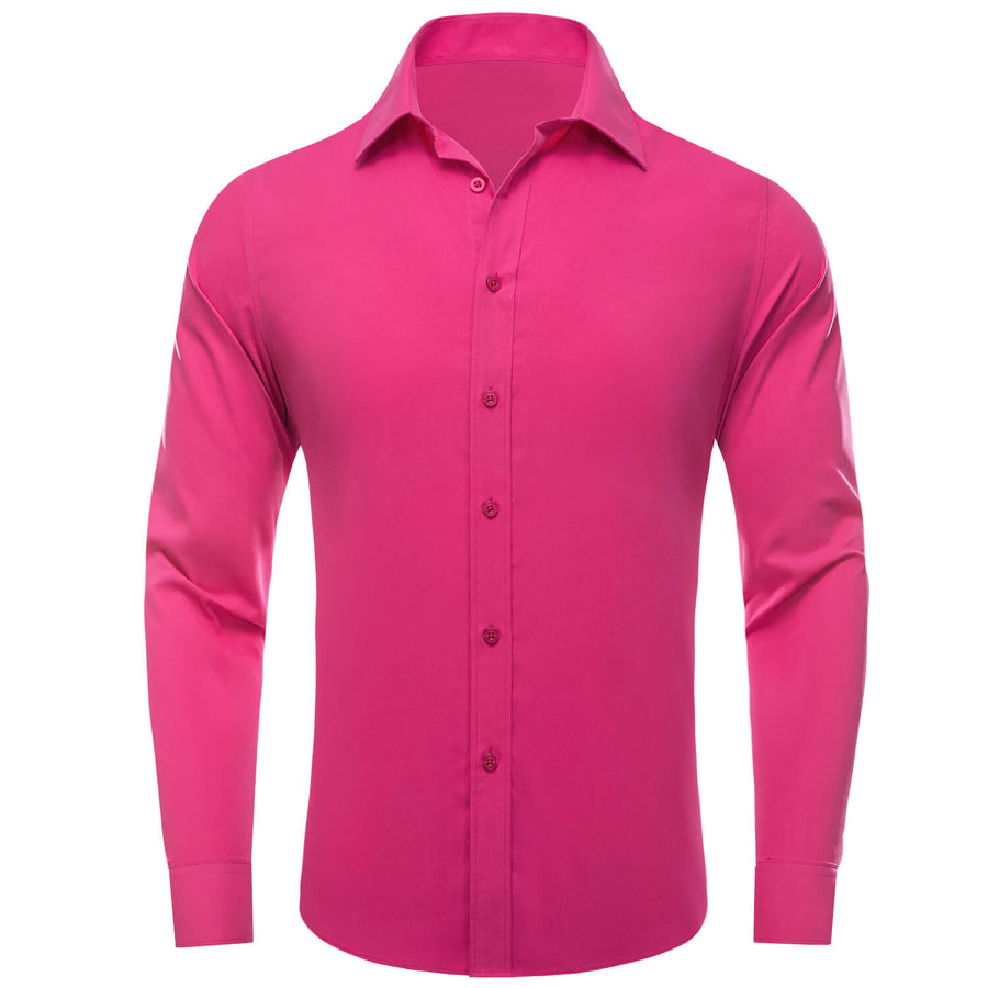 Hot Pink Solid Silk Button Up Dress Shirt shirt S - Sophisticated Gentlemen