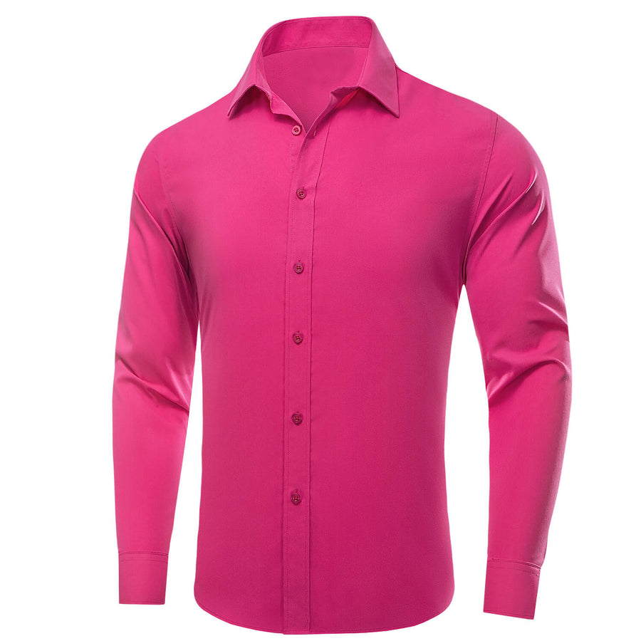 Hot Pink Solid Silk Button Up Dress Shirt shirt - Sophisticated Gentlemen