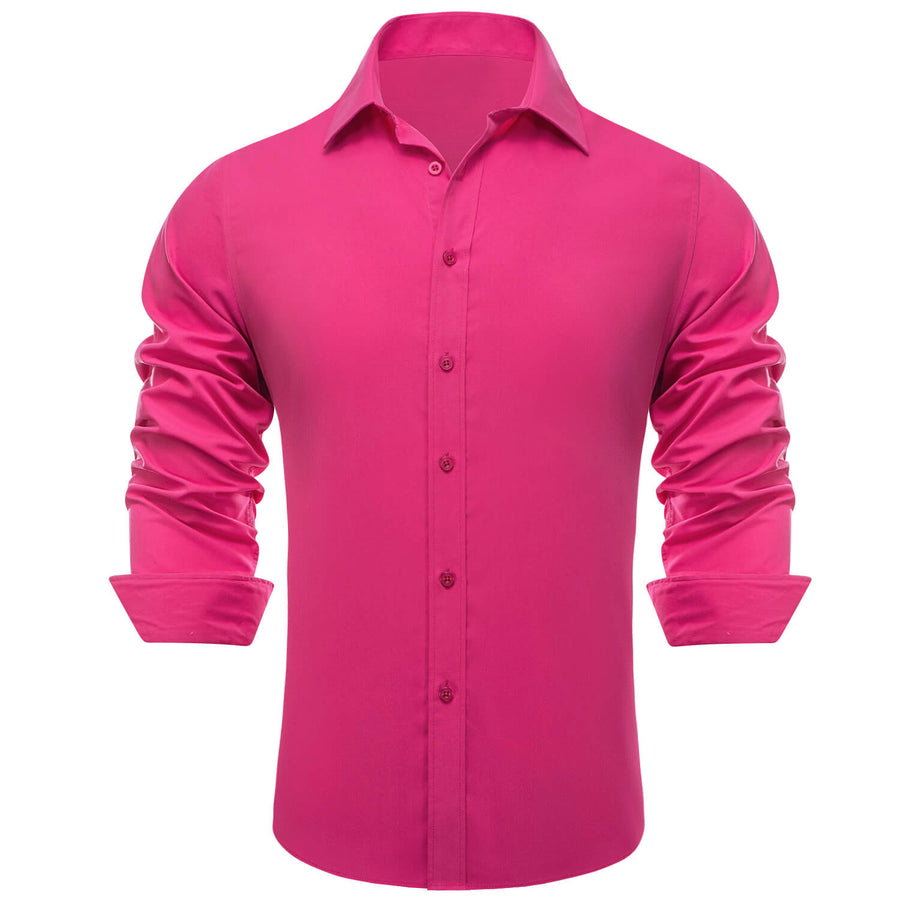 Hot Pink Solid Silk Button Up Dress Shirt shirt - Sophisticated Gentlemen
