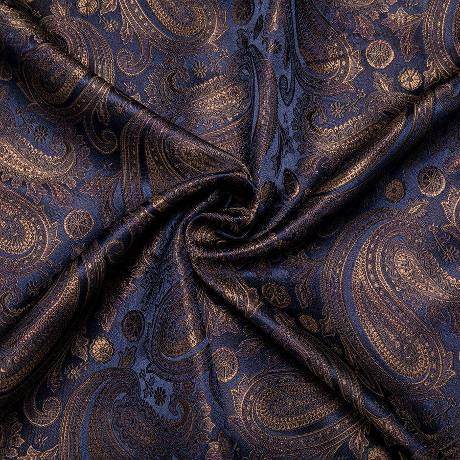 Brown Blue Jacquard Paisley Silk Dress Shirt shirt - Sophisticated Gentlemen