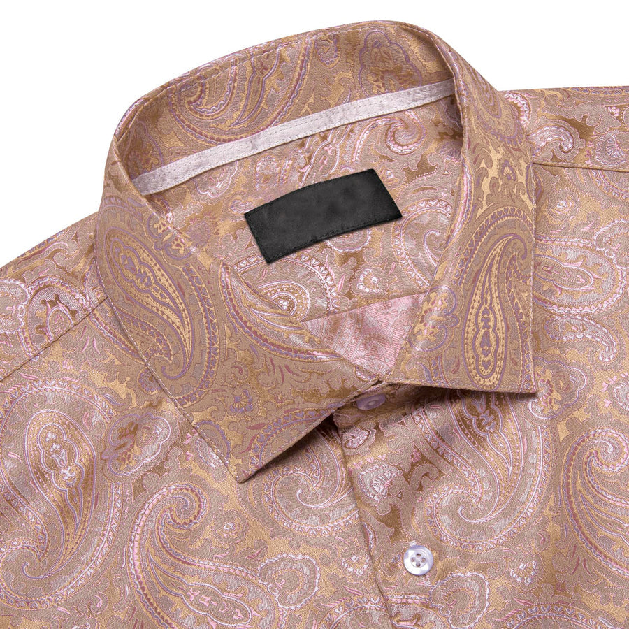 Lemonade Pink Paisley Silk Dress Shirt shirt - Sophisticated Gentlemen