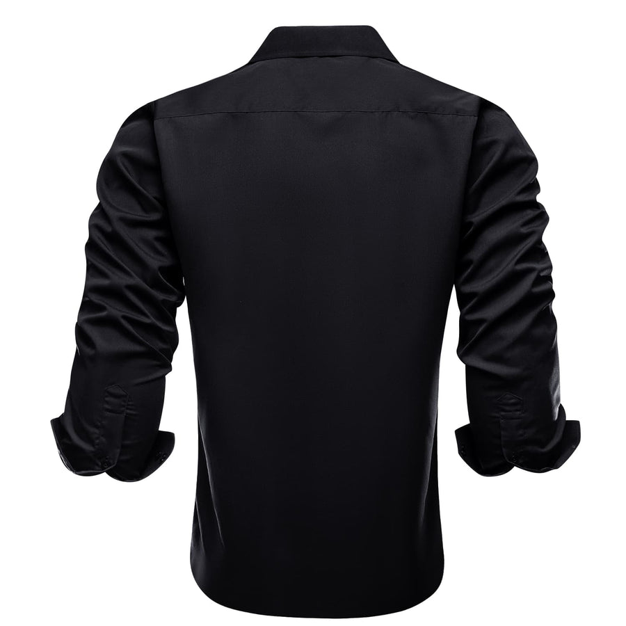 Black Gold Solid Silk Dress Shirt shirt - Sophisticated Gentlemen