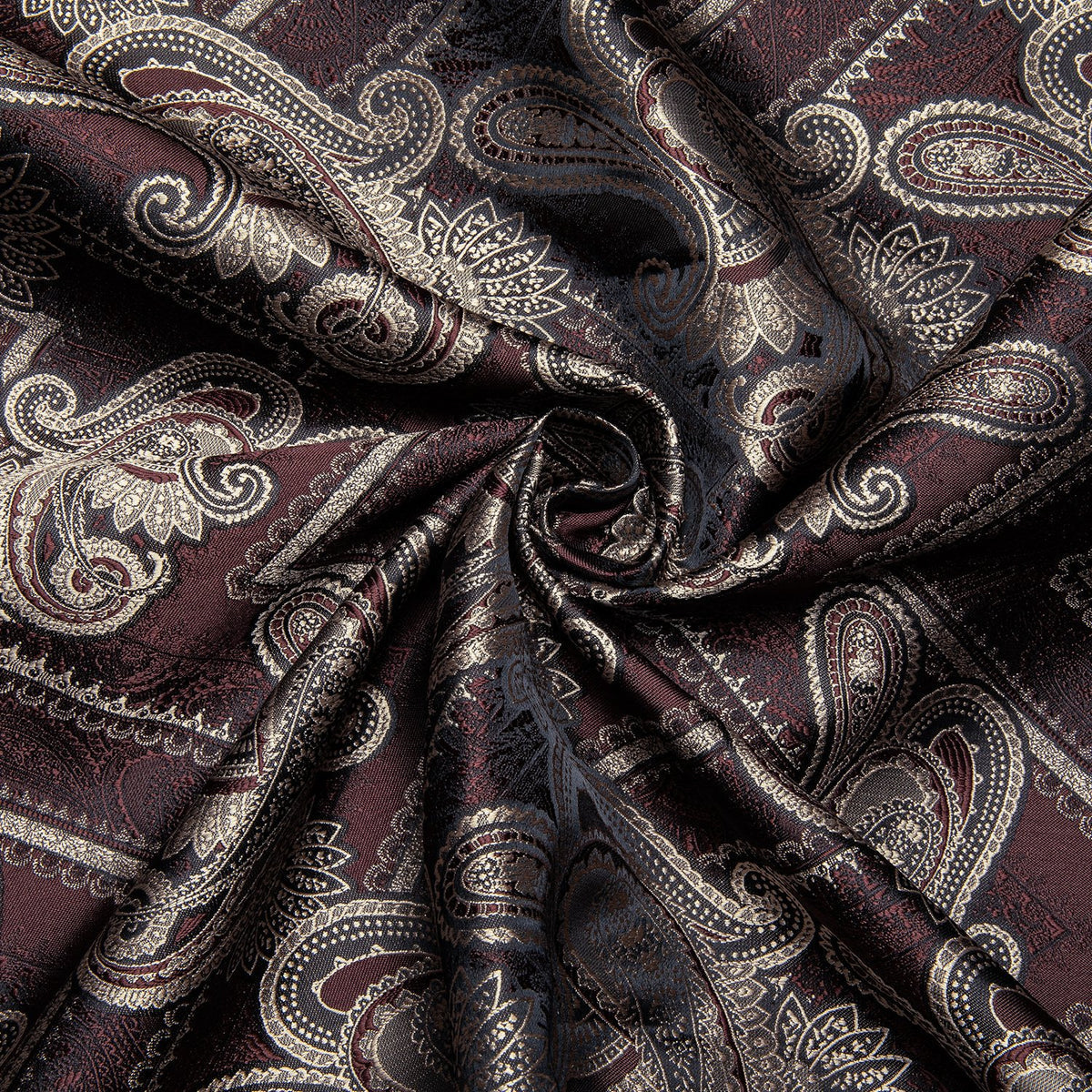 Burgundy and Brown Paisley Silk Shirt shirt - Sophisticated Gentlemen