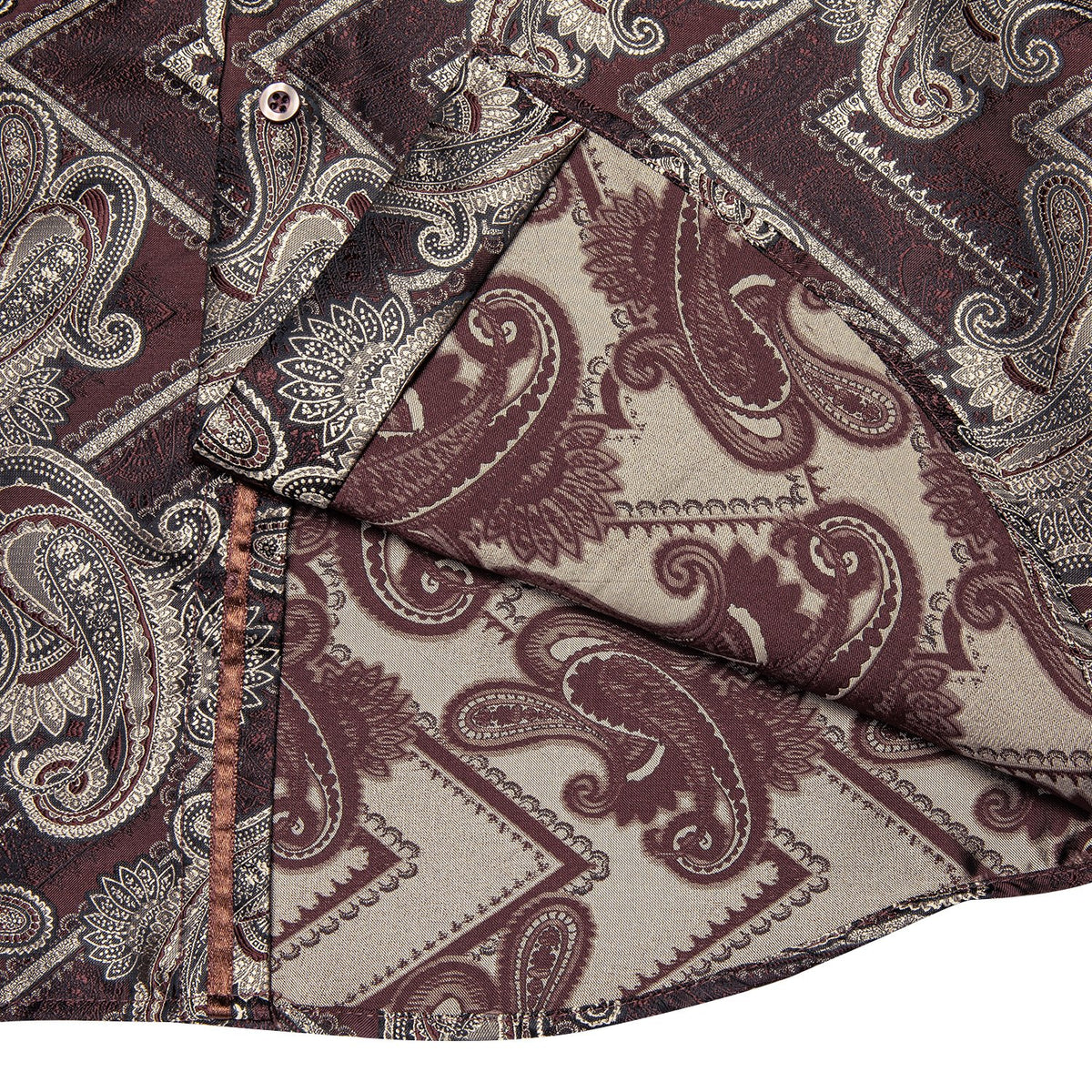 Burgundy and Brown Paisley Silk Shirt shirt - Sophisticated Gentlemen