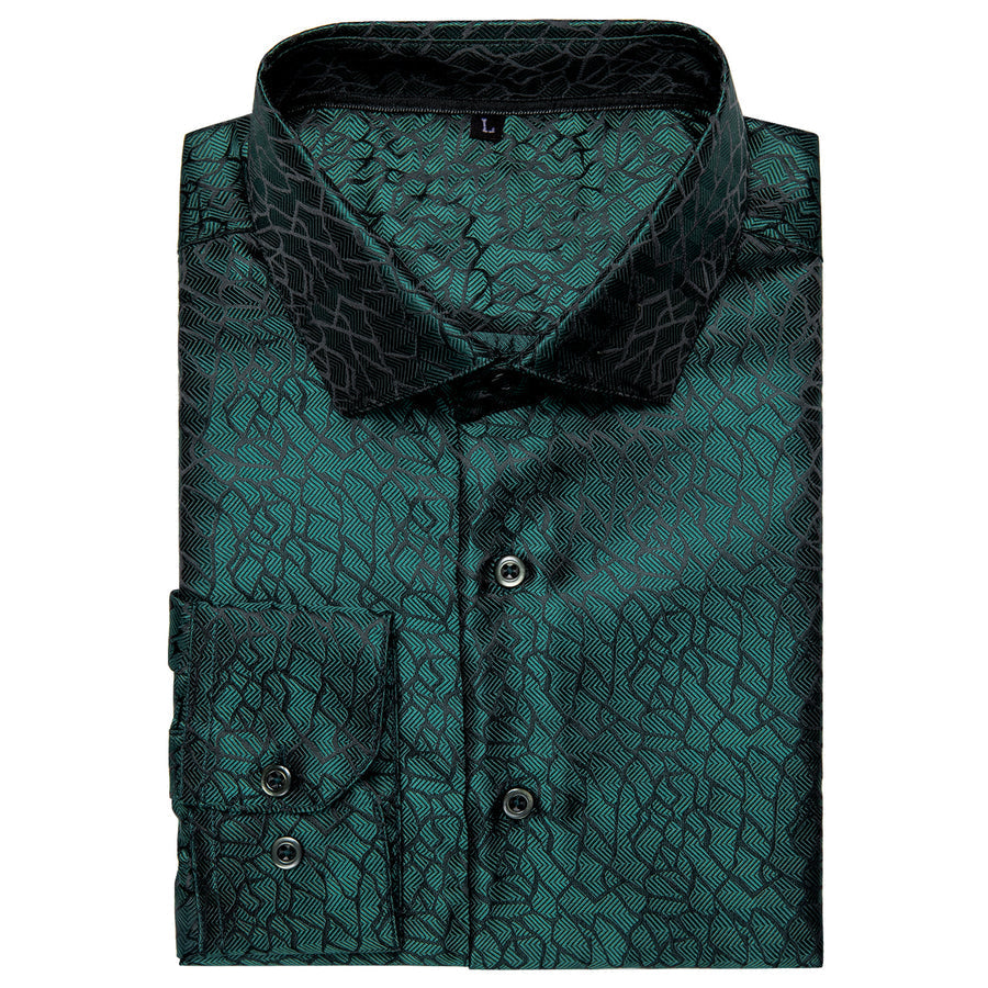 Dark Green Novelty Men's Dress Shirt shirt - Sophisticated Gentlemen