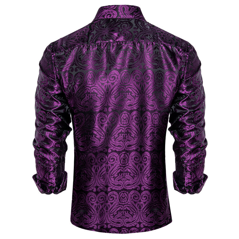 Black Purple Floral Silk Dress Shirt shirt - Sophisticated Gentlemen
