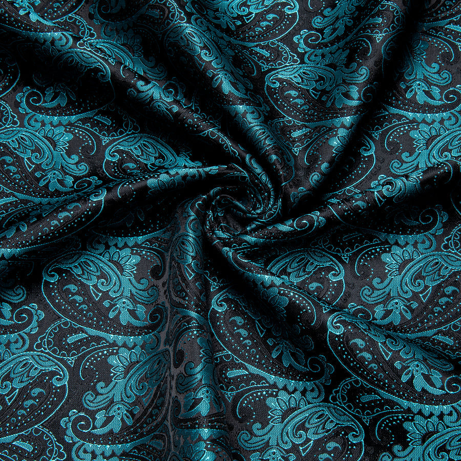 Black Teal Blue Paisley Silk Dress Shirt shirt - Sophisticated Gentlemen