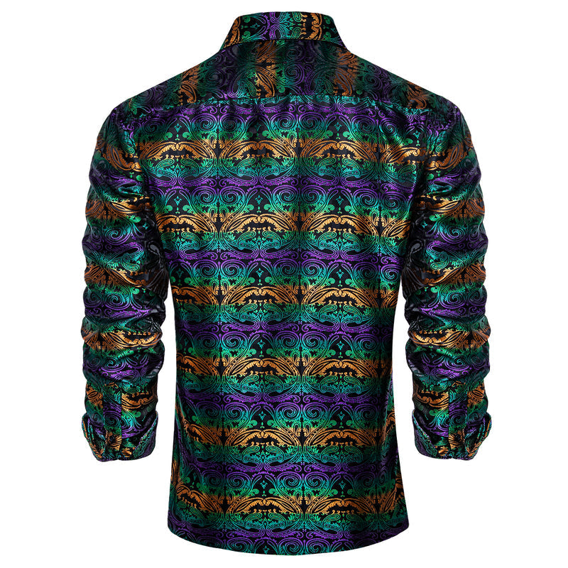 Black Orange Green Floral Dress Shirt shirt - Sophisticated Gentlemen