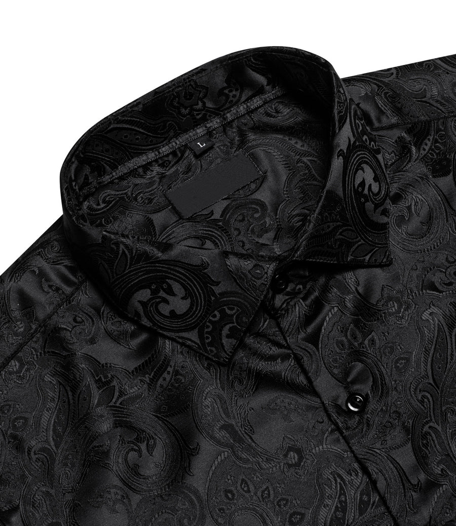 Black Floral Silk Dress Shirt shirt - Sophisticated Gentlemen