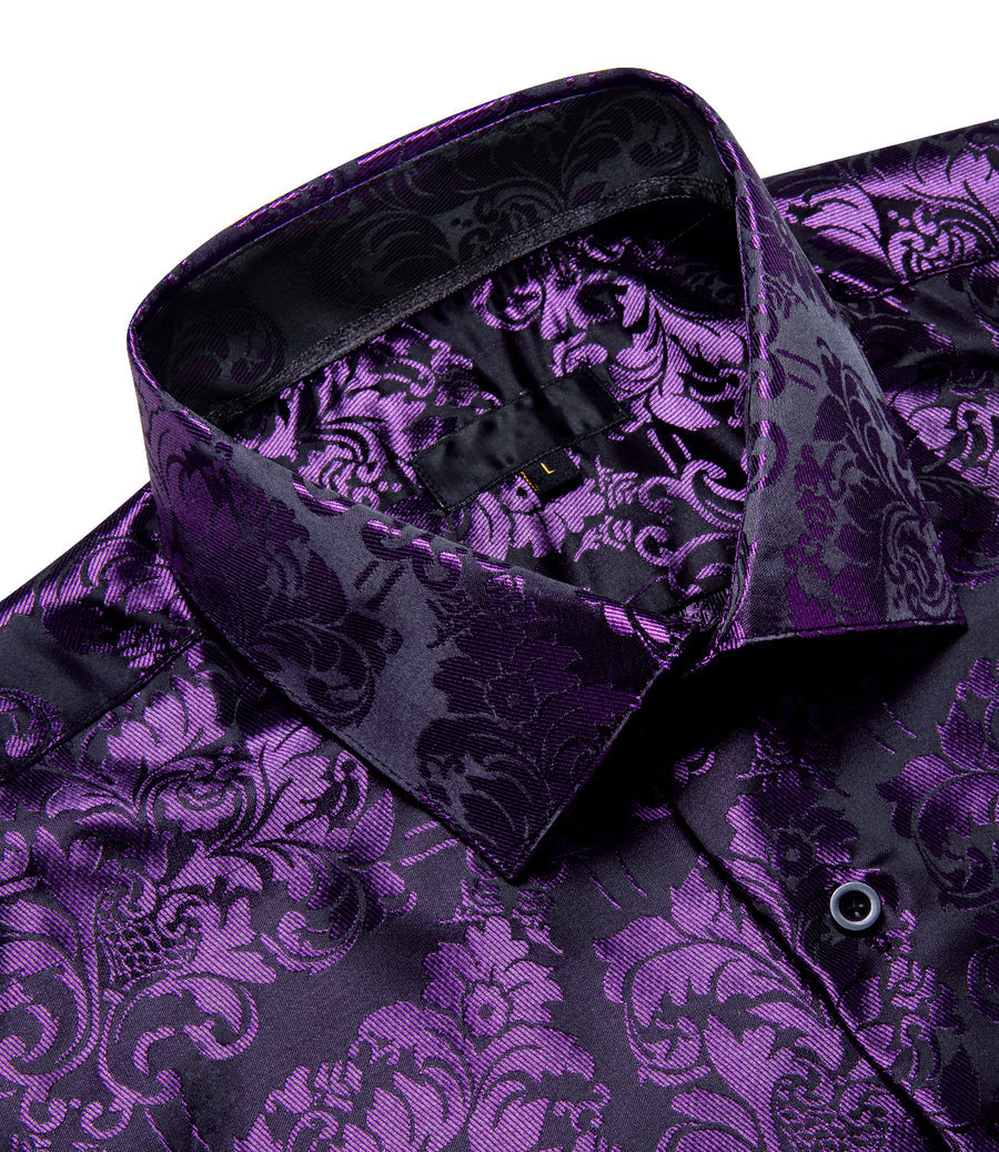 Purple Floral Silk Dress Shirt shirt - Sophisticated Gentlemen