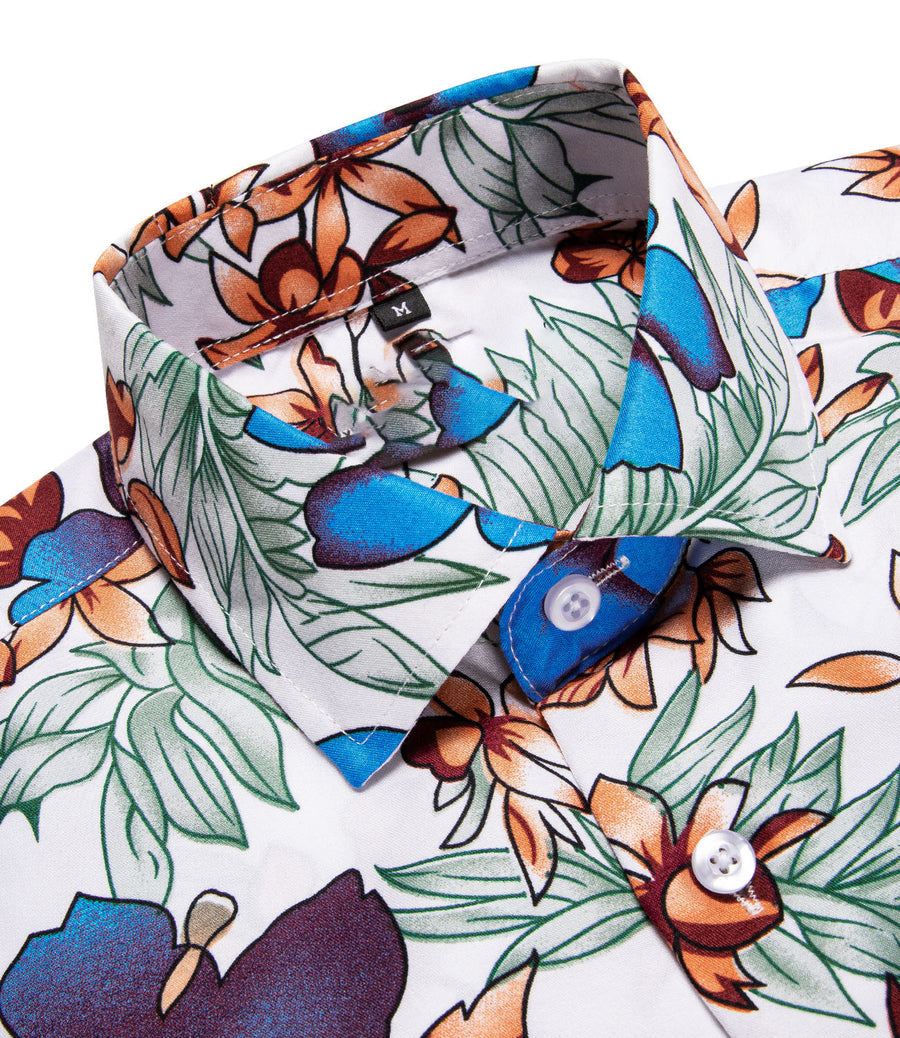 White Blue Floral Dress Shirt shirt - Sophisticated Gentlemen