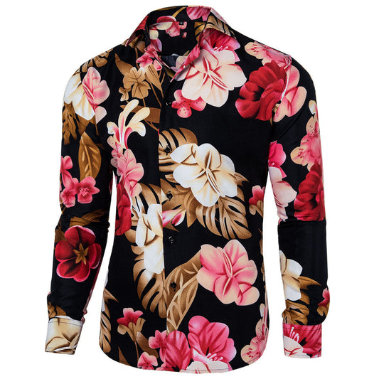 Black Pink Floral Dress Shirt shirt S   - Sophisticated Gentlemen