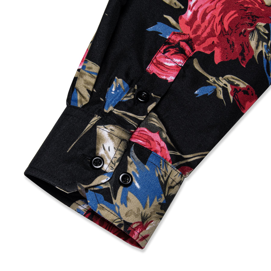 Black Red Floral Dress Shirt shirt - Sophisticated Gentlemen