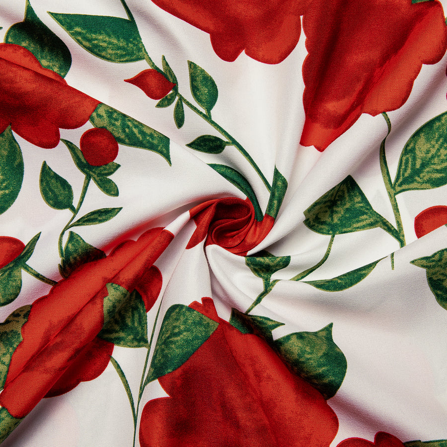 White Red-Rose Floral Dress Shirt shirt - Sophisticated Gentlemen