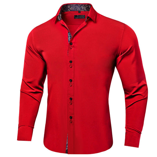 Red Paisley Silk Dress Shirt shirt S   - Sophisticated Gentlemen