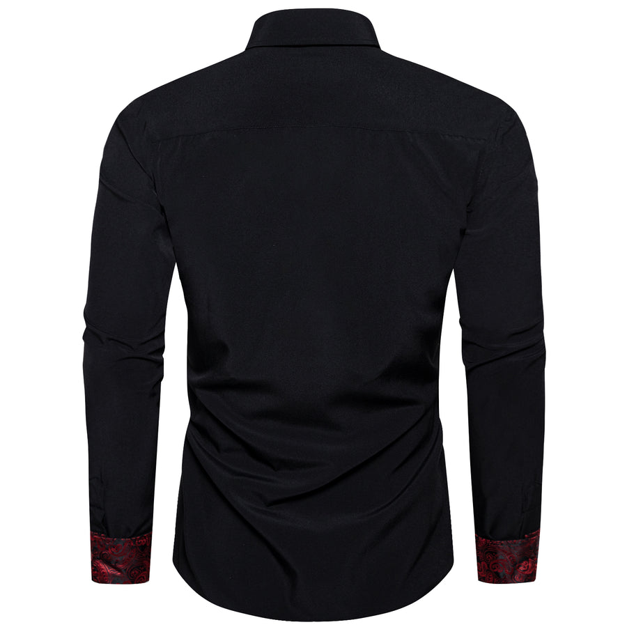 Black with Red Paisley Accent Silk Dress Shirt shirt - Sophisticated Gentlemen