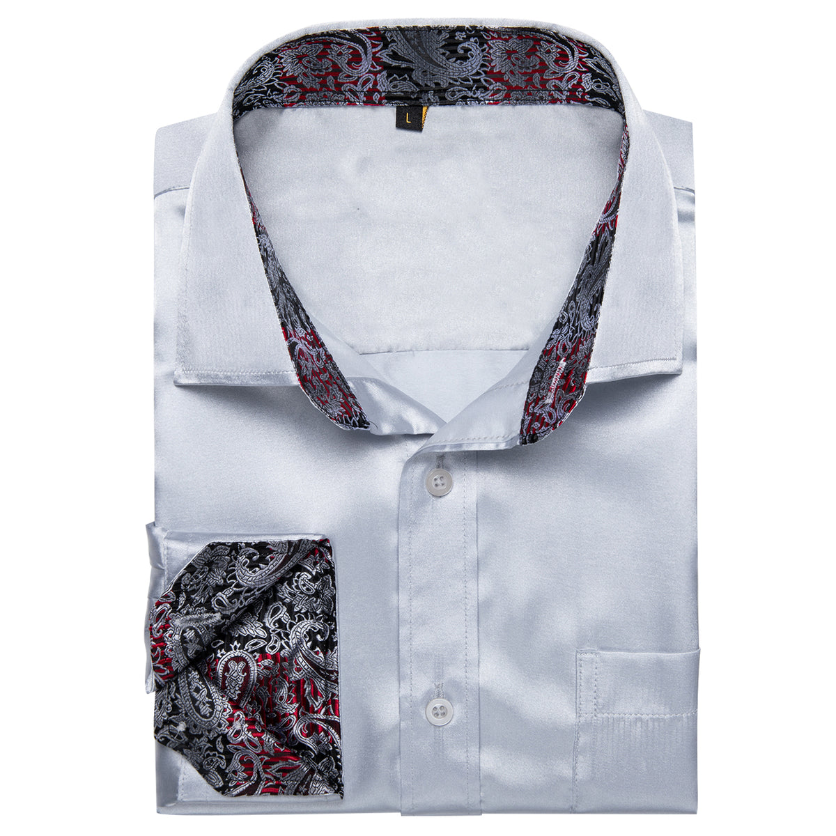 Silver Shirt with Black Paisley Accent shirt - Sophisticated Gentlemen