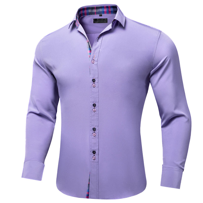 Splicing Style Purple With Blue Plaid Edge Dress Shirt shirt S - Sophisticated Gentlemen