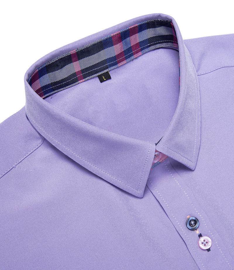 Splicing Style Purple With Blue Plaid Edge Dress Shirt shirt - Sophisticated Gentlemen