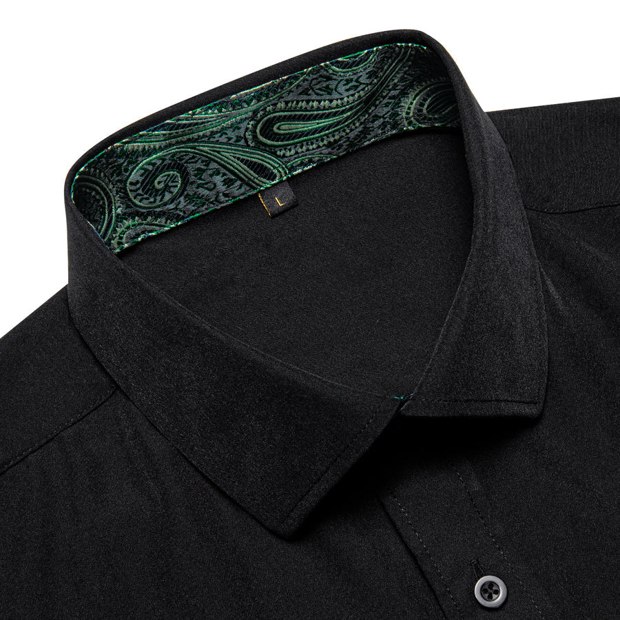 Black With Green Paisley Edge Dress Shirt shirt - Sophisticated Gentlemen