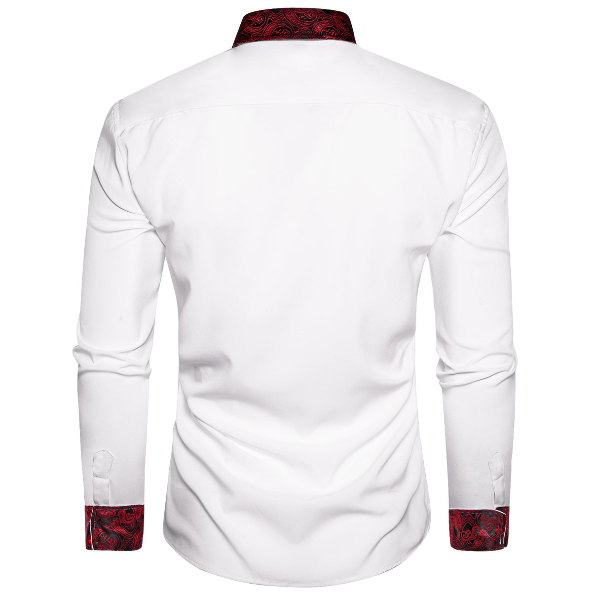 White Shirt with Red Paisley Accent shirt - Sophisticated Gentlemen