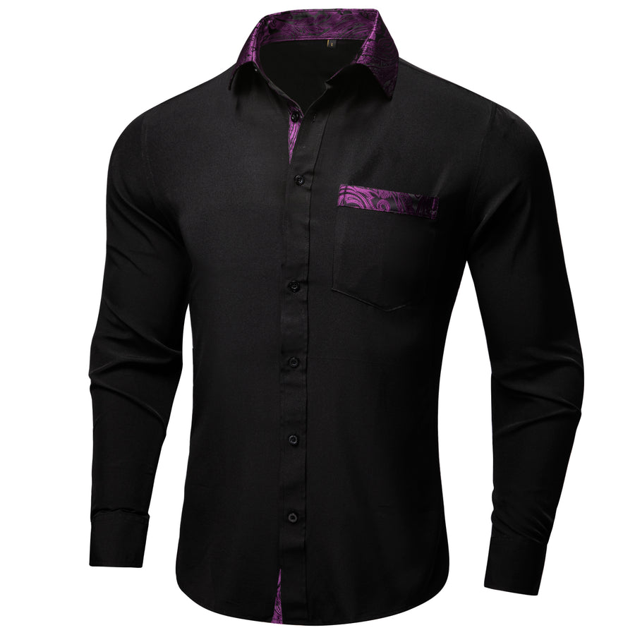 Black and Purple Paisley Solid Dress Shirt shirt - Sophisticated Gentlemen
