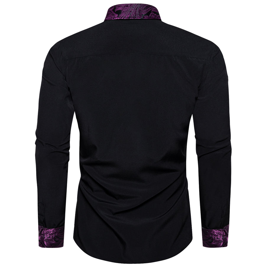 Black and Purple Paisley Solid Dress Shirt shirt - Sophisticated Gentlemen